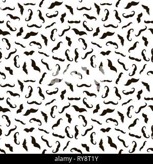 Man mustache photobooth art seamless white brown wallpaper pattern. Vector Illustration Stock Vector
