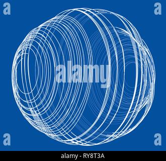 Sphere of spirals outline. Vector Stock Vector