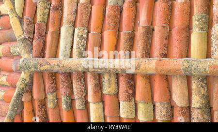 Aerial view of the red roof shingles in Palermo Sicily Italy from a house in the village of the city Stock Photo