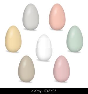 Painted Easter eggs isolated on white background. Color egg set, realistic vector illustration Stock Vector