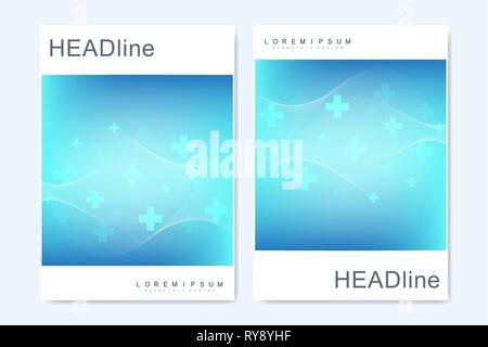 Modern vector templates for brochure, cover, banner, flyer, annual report, leaflet. Abstract art composition with connecting lines and dots. Waves Stock Vector