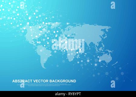 Global network connection concept. Big data visualization. Social network communication in the global computer networks. Internet technology. Business Stock Vector