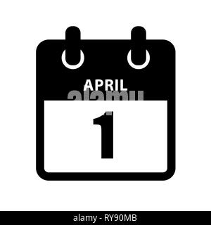 black calendar icon 1st april vector illustration Stock Vector
