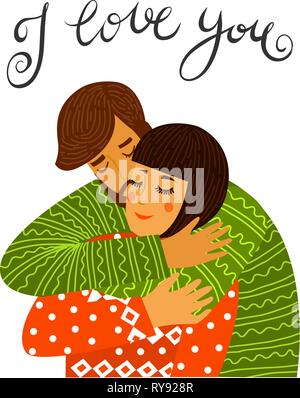 Couple in love. Flat design vector illustration. Stock Vector