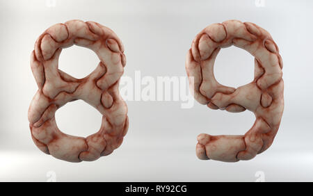 Brain Lettering 3d 3D Illustration of Brain Alphabet (Letters and Numbers) isolated on ...