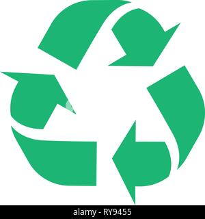 Illustration of recycle and zero waste symbol with green arrows in form of triangle isolated on white background. Eco friendly materials and global Stock Vector