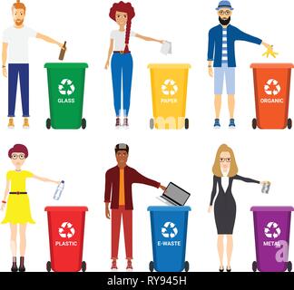 Vector Illustration Of People Recycling Trash Stock Vector