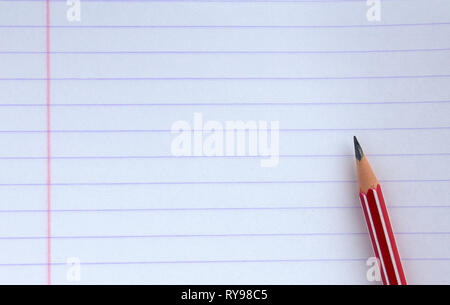 School, education concept - red pencil close up and composition of notebook. The beginning of the school year or the beginning of the academic semeste Stock Photo