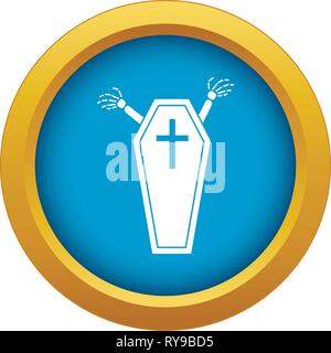 Halloween coffin icon blue vector isolated Stock Vector