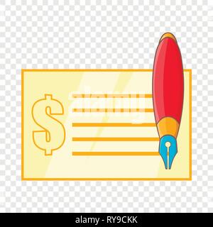 Check and pen icon in cartoon style Stock Vector