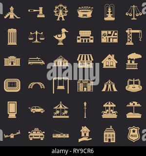 City icons set, simple style Stock Vector