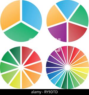 Pie charts group isolated vector illustration Stock Vector