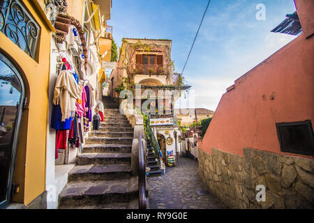 Positano, Italy - November, 2018: Beautiful houses and street in Positano shore, Amalfi coast, Italy Stock Photo