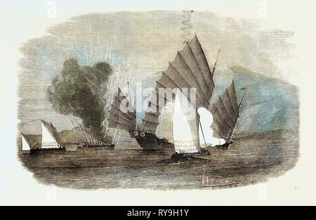 Pursuit of a Chinese Pirate by the Boats of H.M.S. 'Racehorse,' in Pinghai Bay Stock Photo