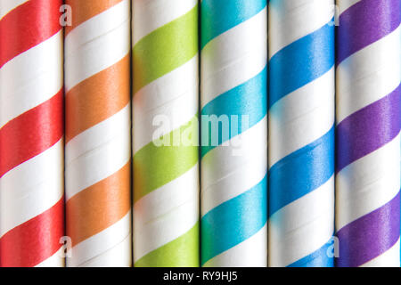 Colorful striped drinking straws background abstract. Summer and beverage concept. Stock Photo