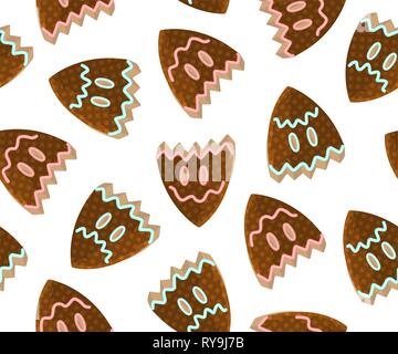Gingerbread drama comedy masks sweets, seamless texture pattern, color vector illustration, horizontal background Stock Vector