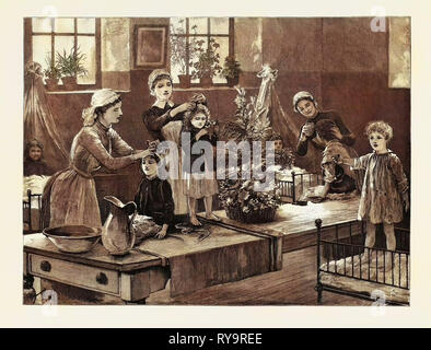 St. Mary's Hospital, Paddington, London, Engraving 1884, UK, Britain, British, Europe, United Kingdom, Great Britain, European Stock Photo