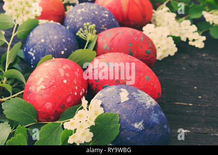 Multicolored dotted Easter eggs Stock Photo