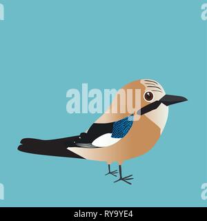 A vector illustration of a cute Eurasian jay Stock Vector