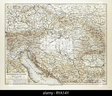 Map of Austria-Hungary 1899 Stock Photo