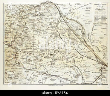 Map of Vienna Austria 1899 Stock Photo