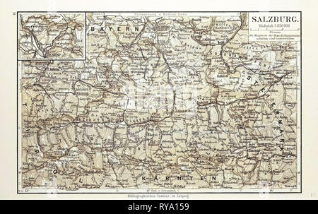 Map of Salzburg Austria 1899 Stock Photo