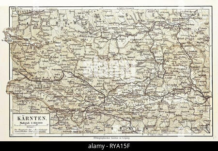 Map of Kärnten Austria 1899 Stock Photo