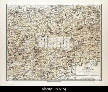 Map of Tirol Austria 1899 Stock Photo