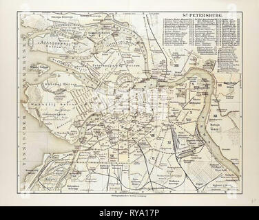 Map of St. Petersburg Russia 1899 Stock Photo