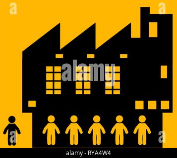 Factory workers people figures, vector illustration color cartoon, horizontal Stock Vector