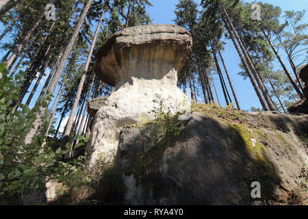 Rocks of Gnomes also Boulders of Elves original in Polish language Głazy Krasnoludków - nature preserve of the bizarre rock formations in the Poland Stock Photo