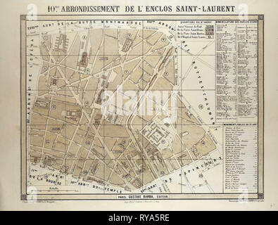 MAP OF THE 10TH ARRONDISSEMENT DE L'ENCLOS SAINT-LAURENT PARIS FRANCE ...