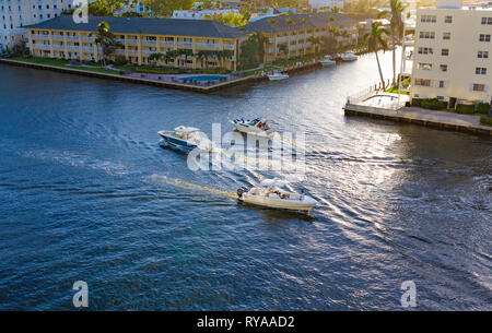 FORT LAUDERDALE, FLORIDA - February 24, 2018: The Intracoastal Waterway is 3,000-miles long from Boston, Massachusetts, around the southern tip of Flo Stock Photo