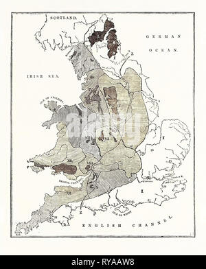 A Map Showing the Geological Position and Commercial Distribution of Coal in England and Wales Stock Photo