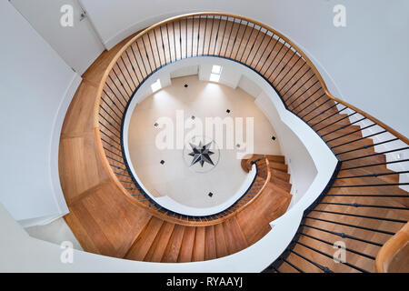 Spiral wooden Staircase in modern house Stock Photo