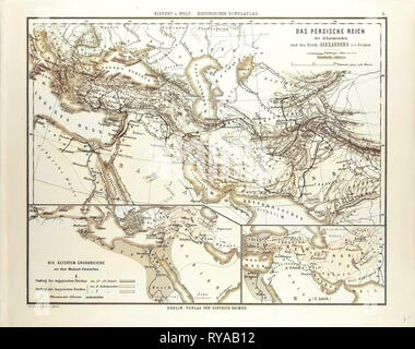 Map of the Persian Empire and the Empire of Alexander the Great Stock Photo