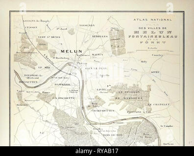 Map of Melun Fontainebleau Stock Photo