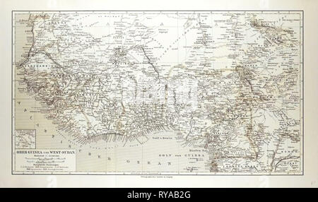 Old Map of South Western Africa Stock Photo