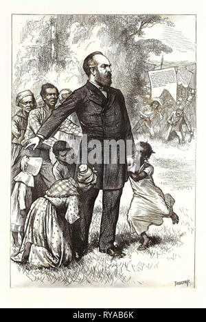 The Friend of the Freedmen, General Garfield, Engraving 1880, US, USA, America, James Abram Garfield, 1831 - 1881, 20th President of the United States Stock Photo