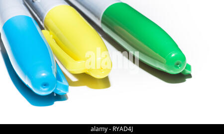 Colourful markers on white background Stock Photo