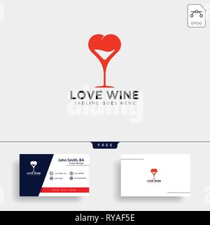 love wine glass logo template vector illustration icon element isolated - vector Stock Vector