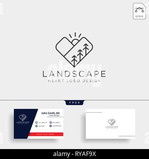 mountain love line logo template vector illustration icon element isolated - vector Stock Vector