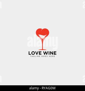 love wine glass logo template vector illustration icon element isolated - vector Stock Vector