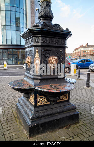 close up of the fountain detail on the five lamps amiens street Dublin Republic of Ireland Europe Stock Photo