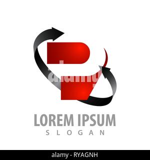 Rotate ribbon arrow with letter P logo concept design. Symbol graphic template element Stock Vector