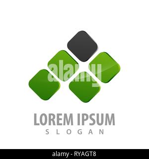 abstract black green square technology logo concept design. Symbol graphic template element Stock Vector