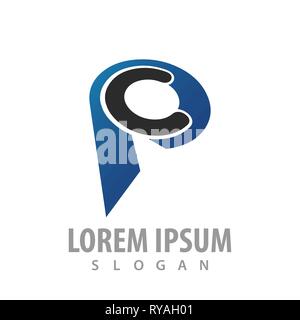 Initial letter CP PC logo concept design. Symbol graphic template element Stock Vector
