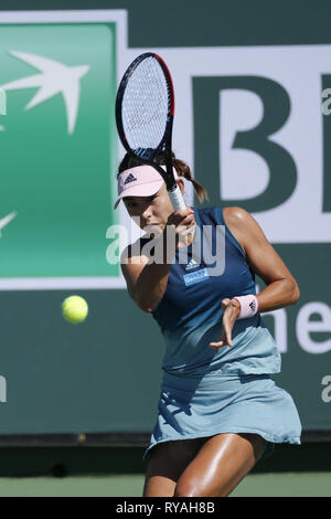 Indian Wells, California, USA. 12th Mar, 2019. QIANG WANG of China, returns the ball to B. Andreescu of Canada, during the women singles match of the BNP Paribas Open tennis tournament. Andreescu won 2-0. Credit: Ringo Chiu/ZUMA Wire/Alamy Live News Stock Photo