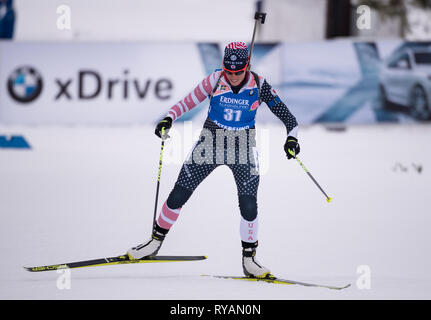 12 March 2019, Sweden, Östersund: Biathlon: World Championship, single 15 km, women. Susan Dunklee from the USA in action. Photo: Sven Hoppe/dpa Stock Photo