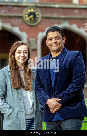 Belfast, Northern Ireland, UK. 13th Mar 2019. Picture taken: 11th Mar 2019. Dr Ahmed Ibrahim Osman, a Research Fellow and Clare Burnett, a PhD Researcher at Queen’s University Belfast, are attending Parliament today (Wednesday 13 March) to present their research to a range of politicians and a panel of expert judges, as part of STEM for BRITAIN. Ahmed is a Researcher in the School of Chemistry and Chemical Engineering.  Clare is a PhD Researcher in the School of Mechanical and Aerospace Engineering. Credit: Feature Eye/Alamy Live News Stock Photo